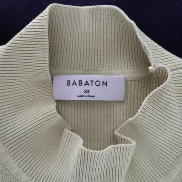 Babaton Women's Sz XS Ribbed Mock Neck Sleeveless Cropped Knit Striped‎ Top - Picture 6 of 8